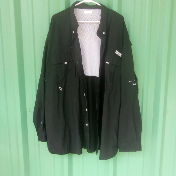 Men's Columbia Performance Fishing Gear Long Sleeved Black Shirt Size 5X PFG - Picture 2 of 5